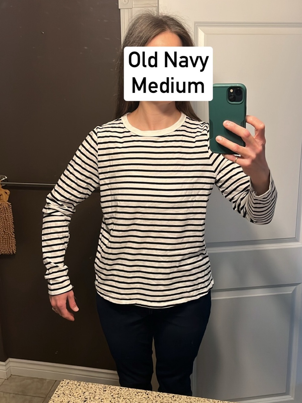 Old Navy 100% cotton Long-Sleeve Crewneck Top - Black & White stripe. Large
